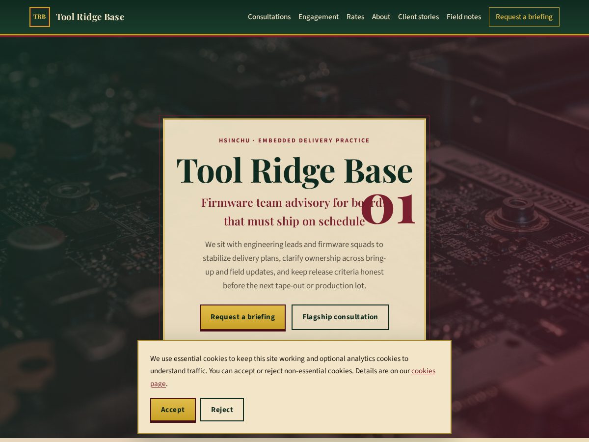 Landing-page snapshot of toolridgebase.click