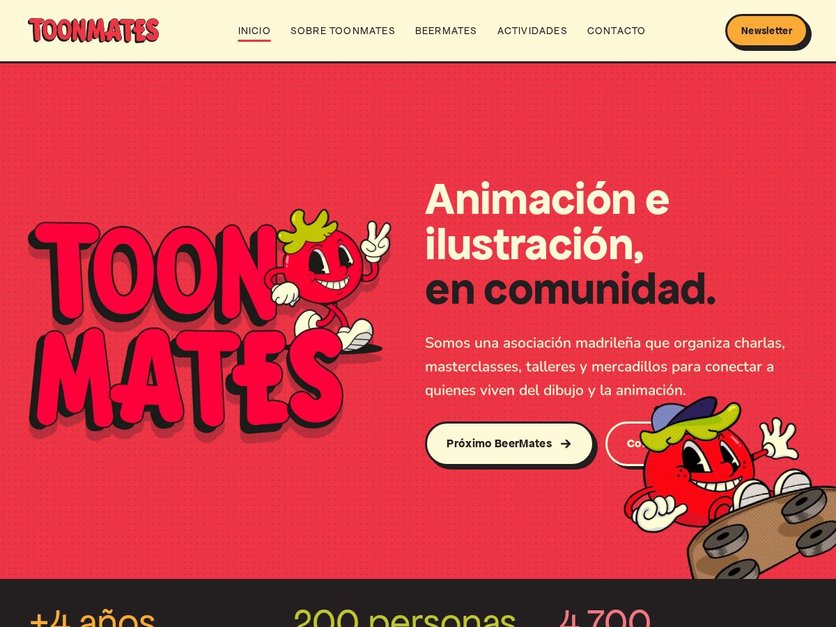 Landing-page snapshot of toonmates.com