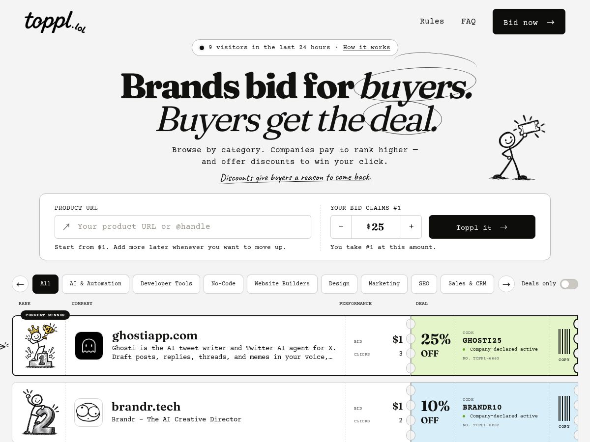 Landing-page snapshot of toppl.lol