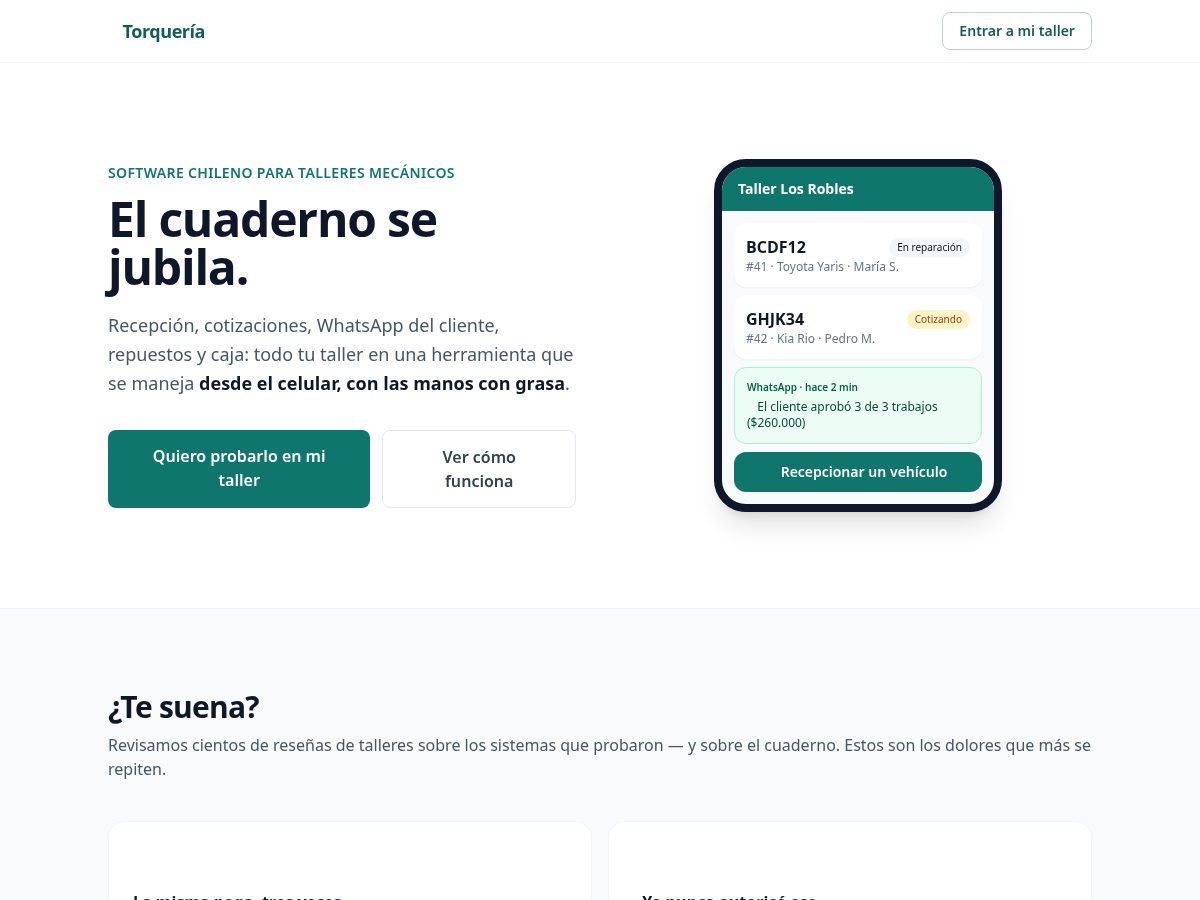 Landing-page snapshot of torqueria.com