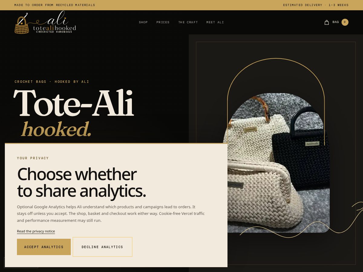 Landing-page snapshot of totealihooked.com