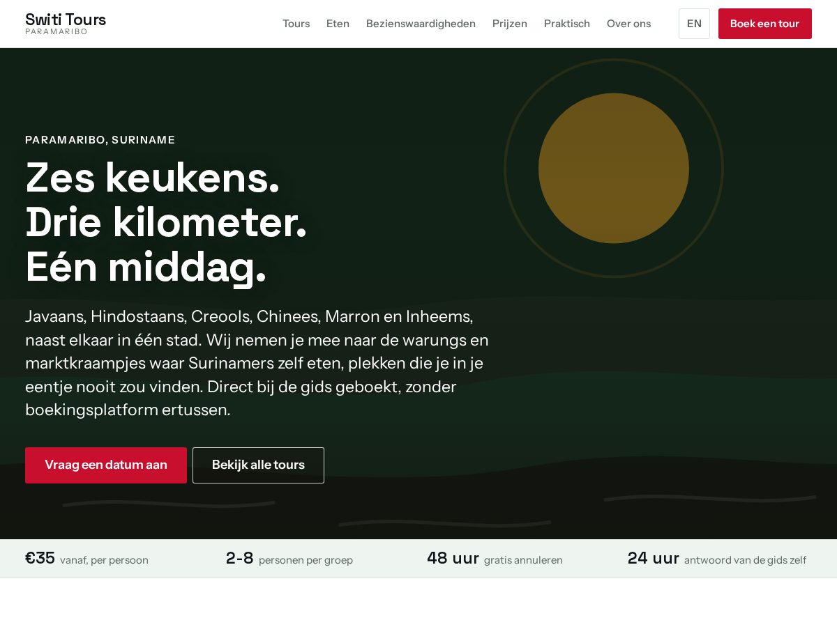 Landing-page snapshot of travelparamaribo.com