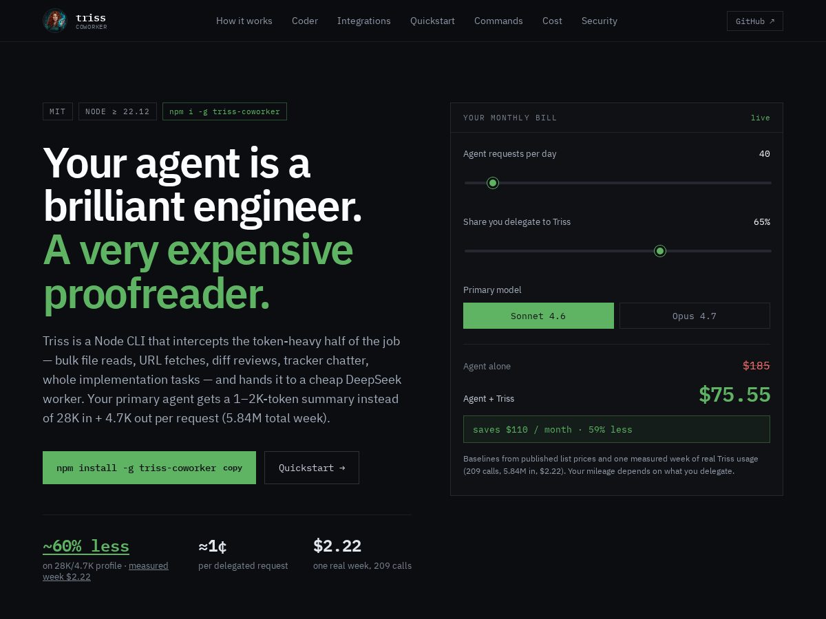 Landing-page snapshot of triss.work