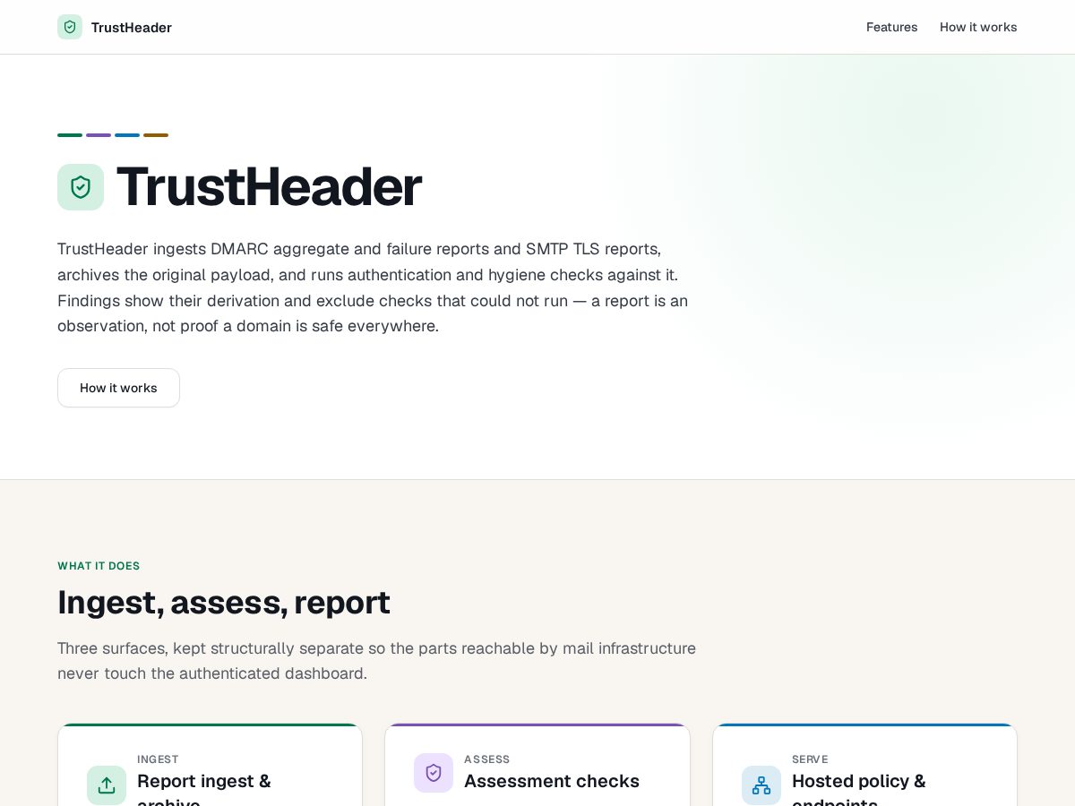 Landing-page snapshot of trustheader.app