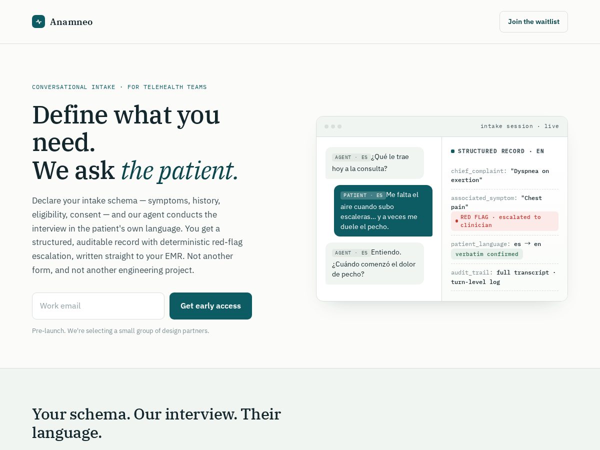 Landing-page snapshot of tryanamneo.com