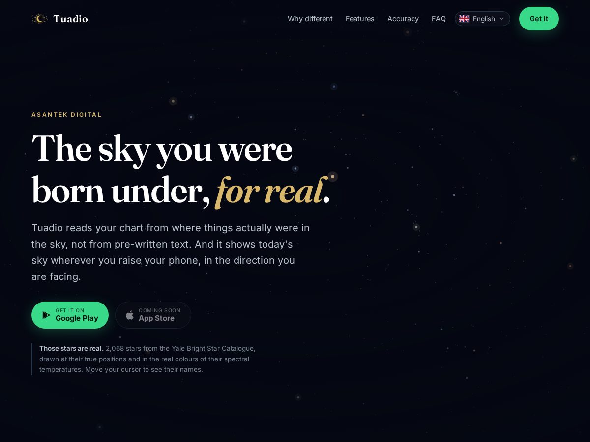 Landing-page snapshot of tuadio.com