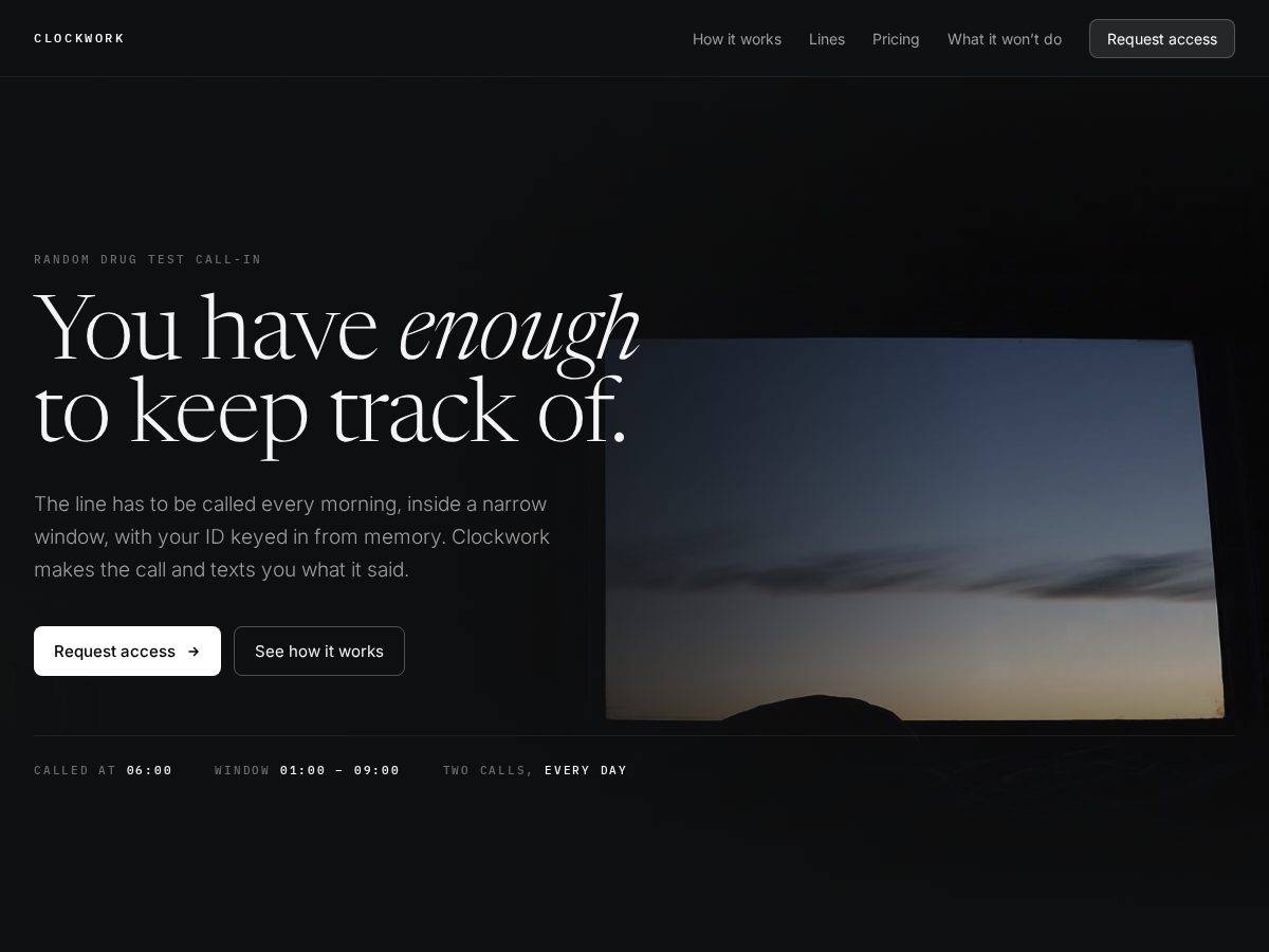 Landing-page snapshot of useclockwork.com