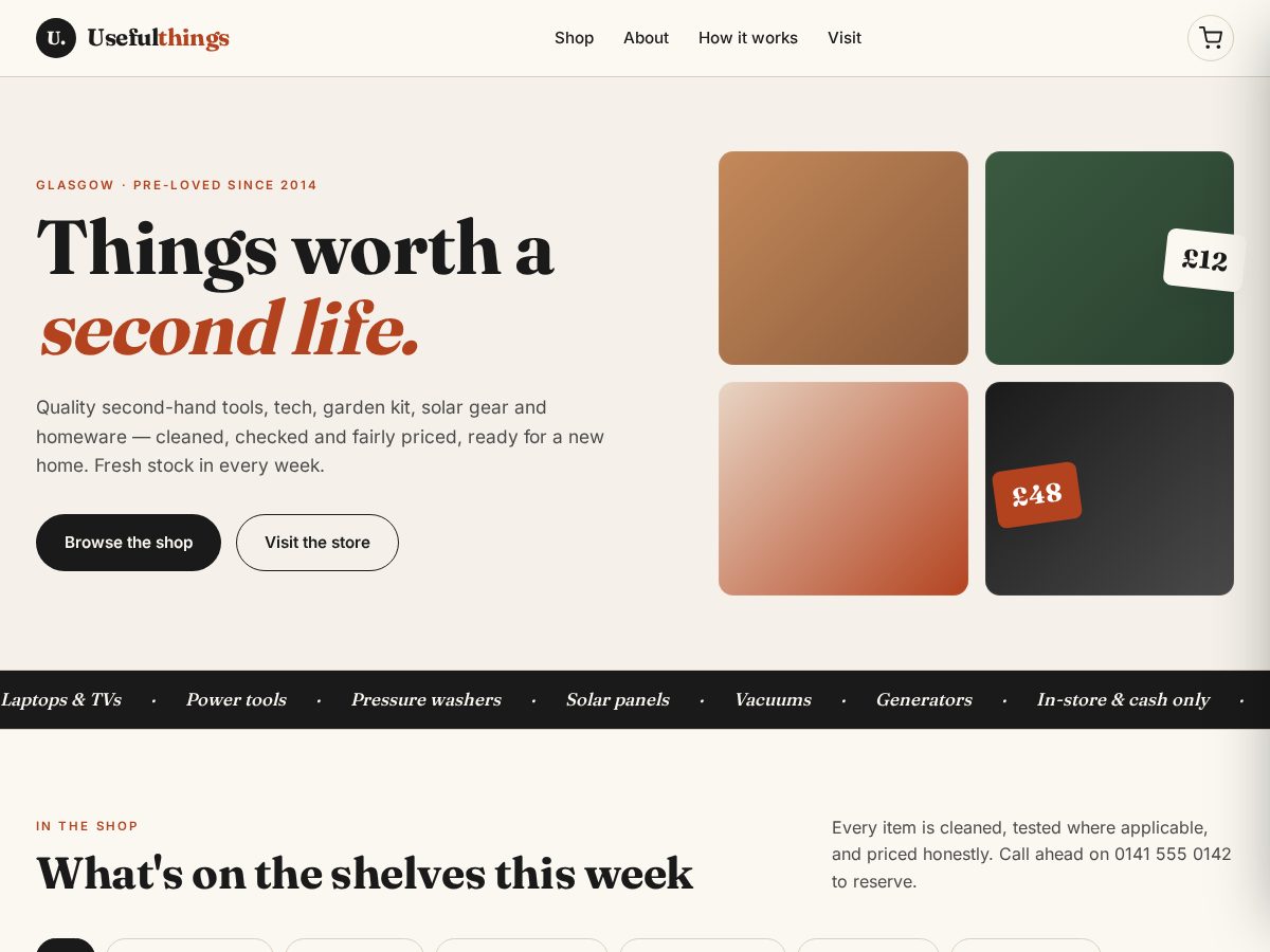 Landing-page snapshot of usefulthings.solutions
