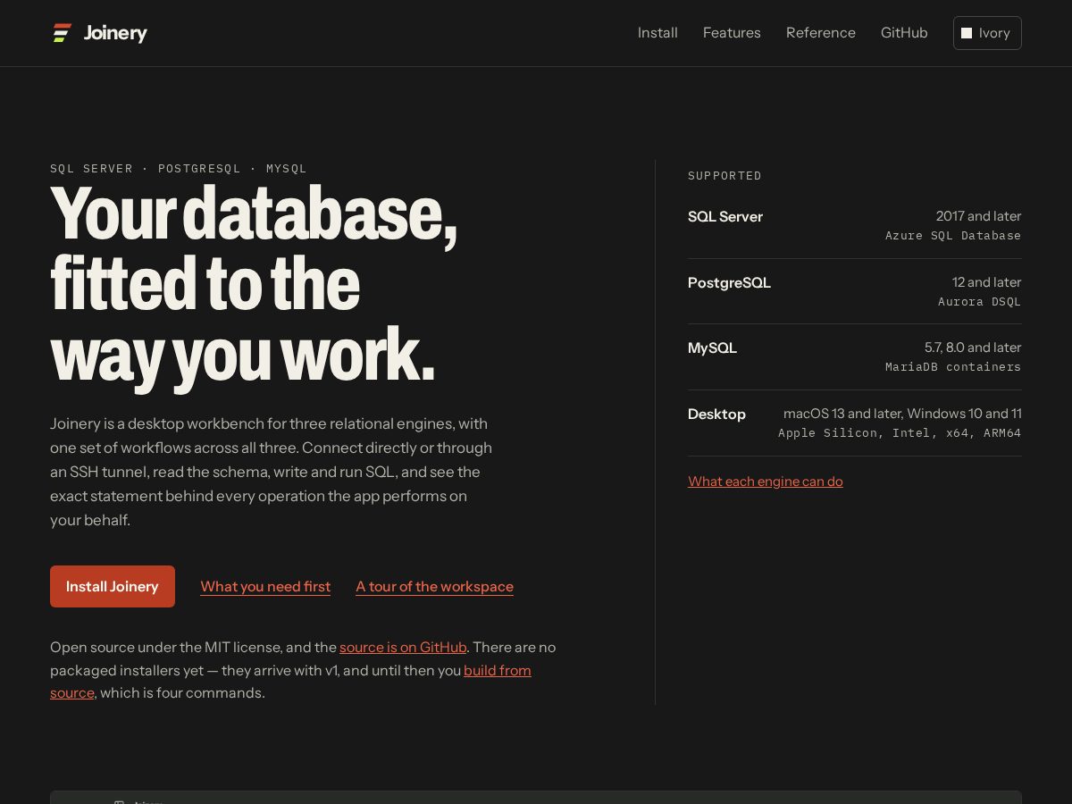 Landing-page snapshot of usejoinery.com