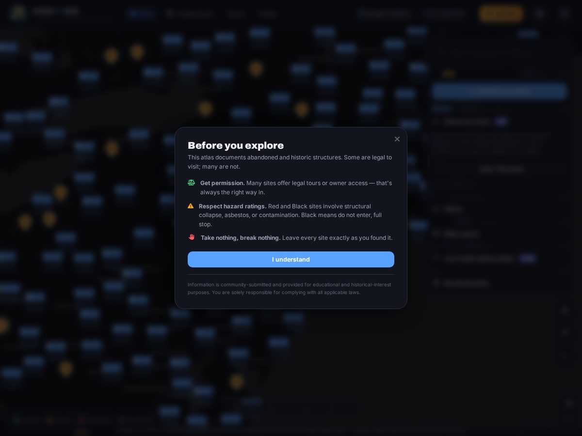 Landing-page snapshot of vestigemap.com