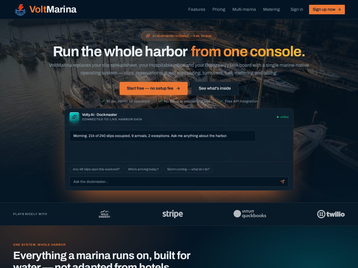 Landing-page snapshot of voltmarina.com
