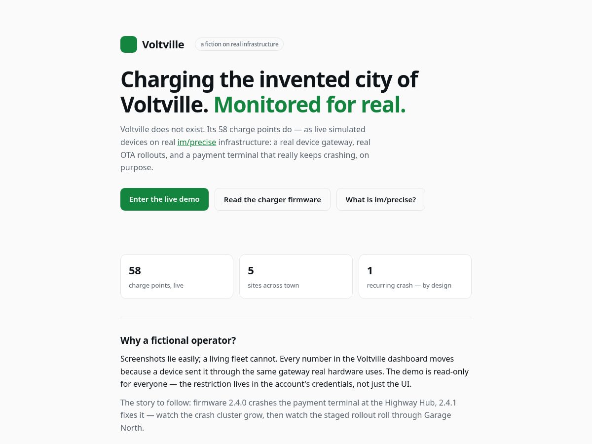 Landing-page snapshot of voltville.dev