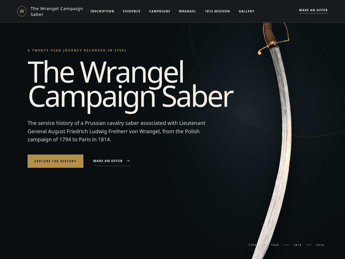 Landing-page snapshot of vonwrangelcampaignsaber.com