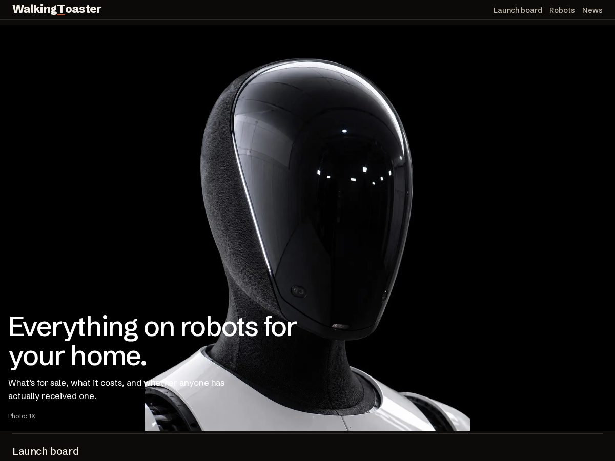 Landing-page snapshot of walkingtoaster.com
