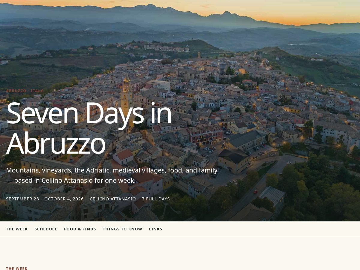 Landing-page snapshot of weekinabruzzo.com