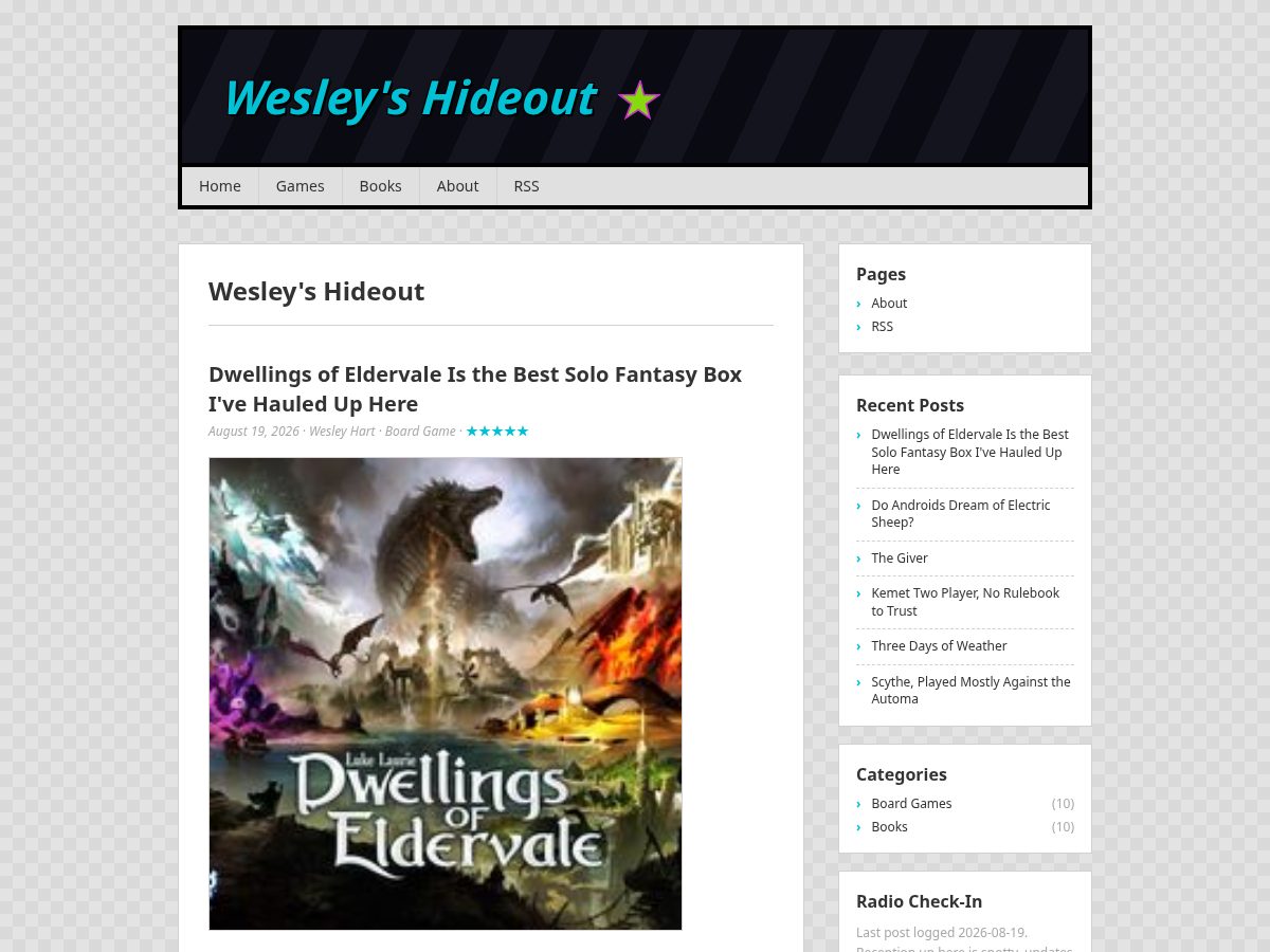 Landing-page snapshot of wesleyshideout.com