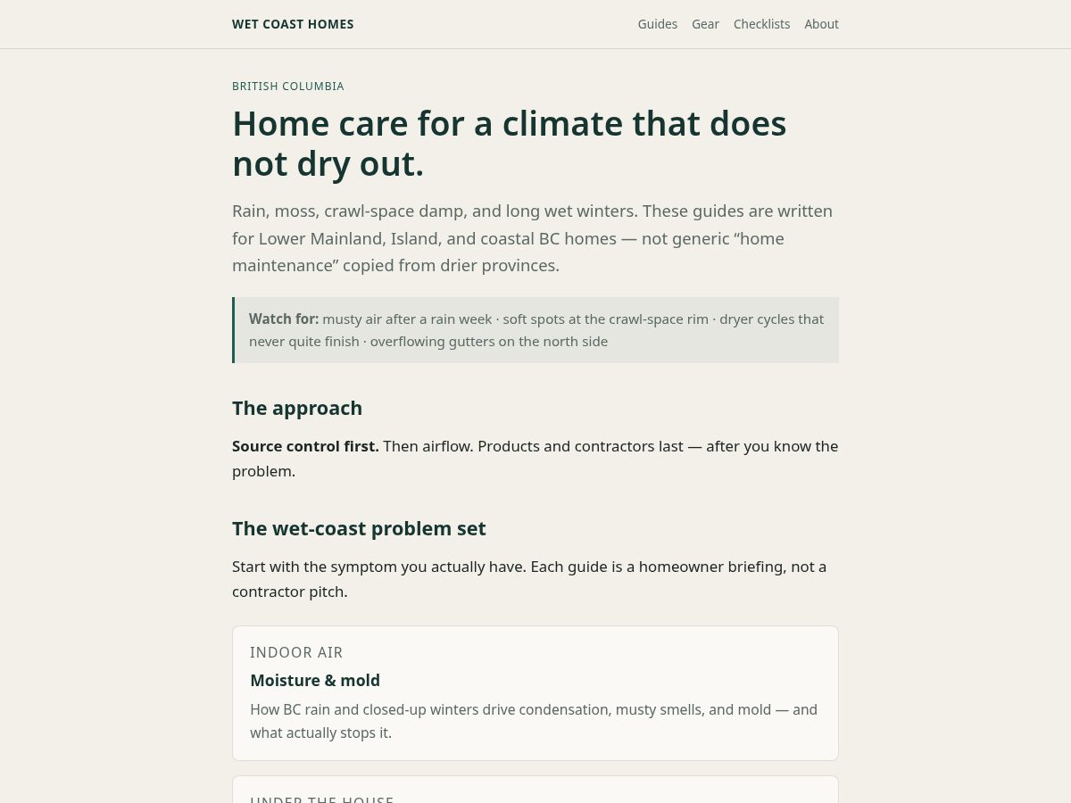 Landing-page snapshot of wetcoasthomes.com