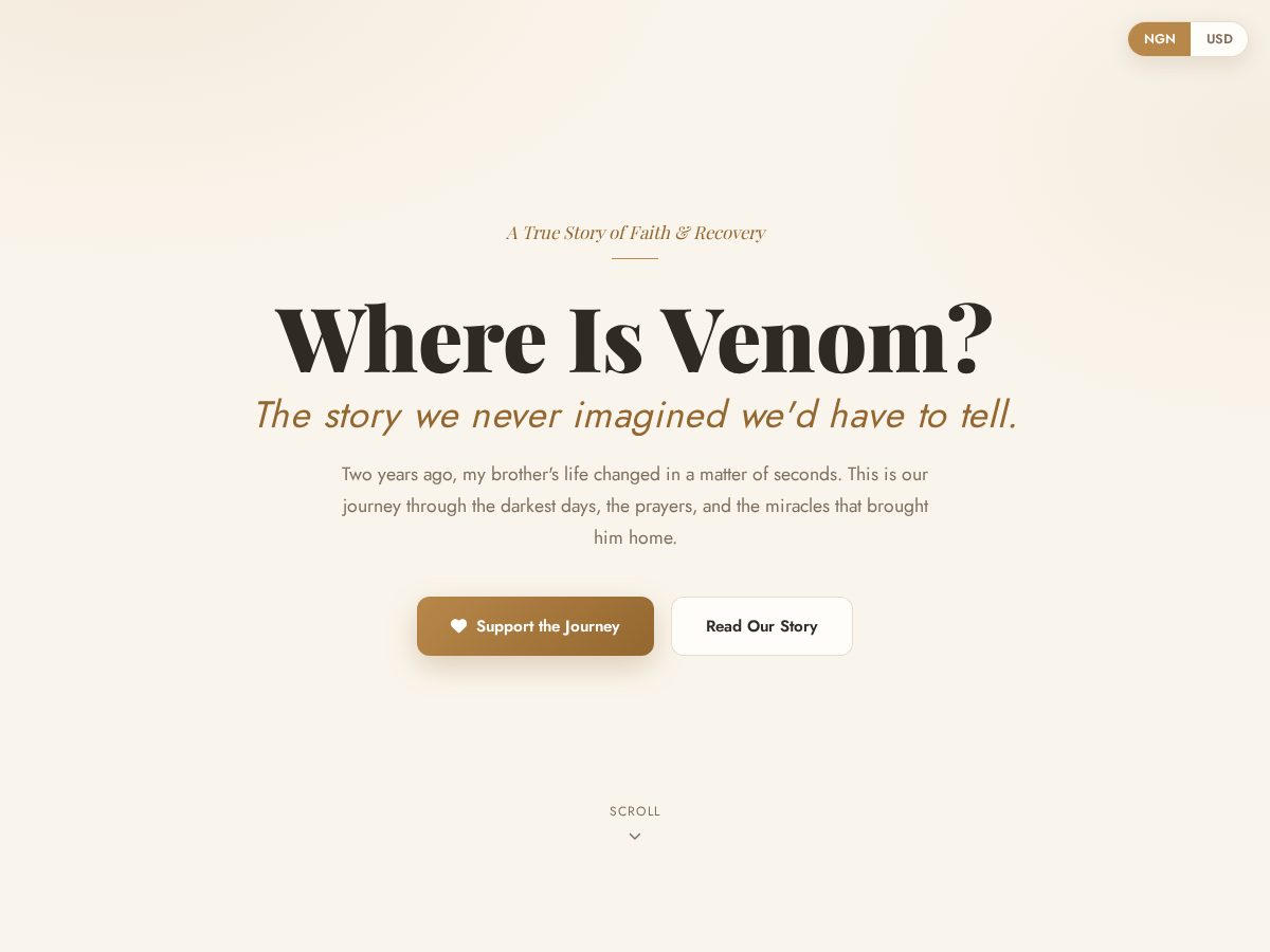 Landing-page snapshot of whereisvenom.com