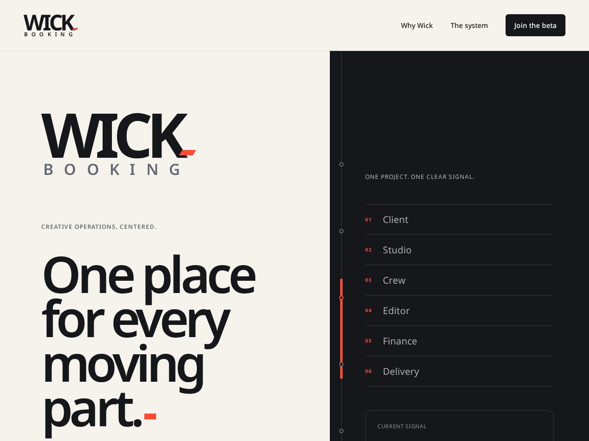 Landing-page snapshot of wickbooking.com