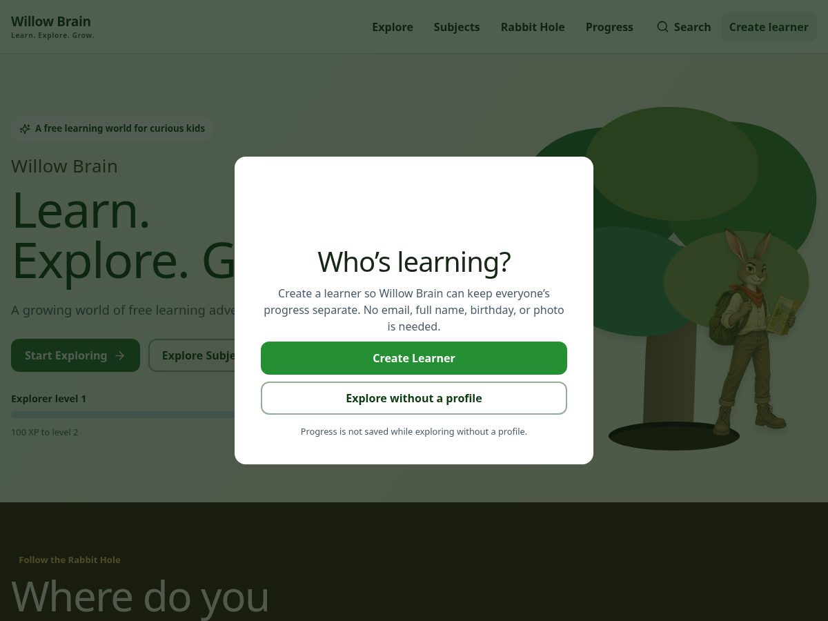 Landing-page snapshot of willowbrain.com