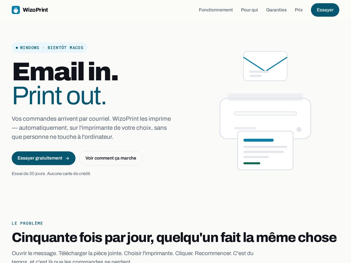 Landing-page snapshot of wizoprint.com