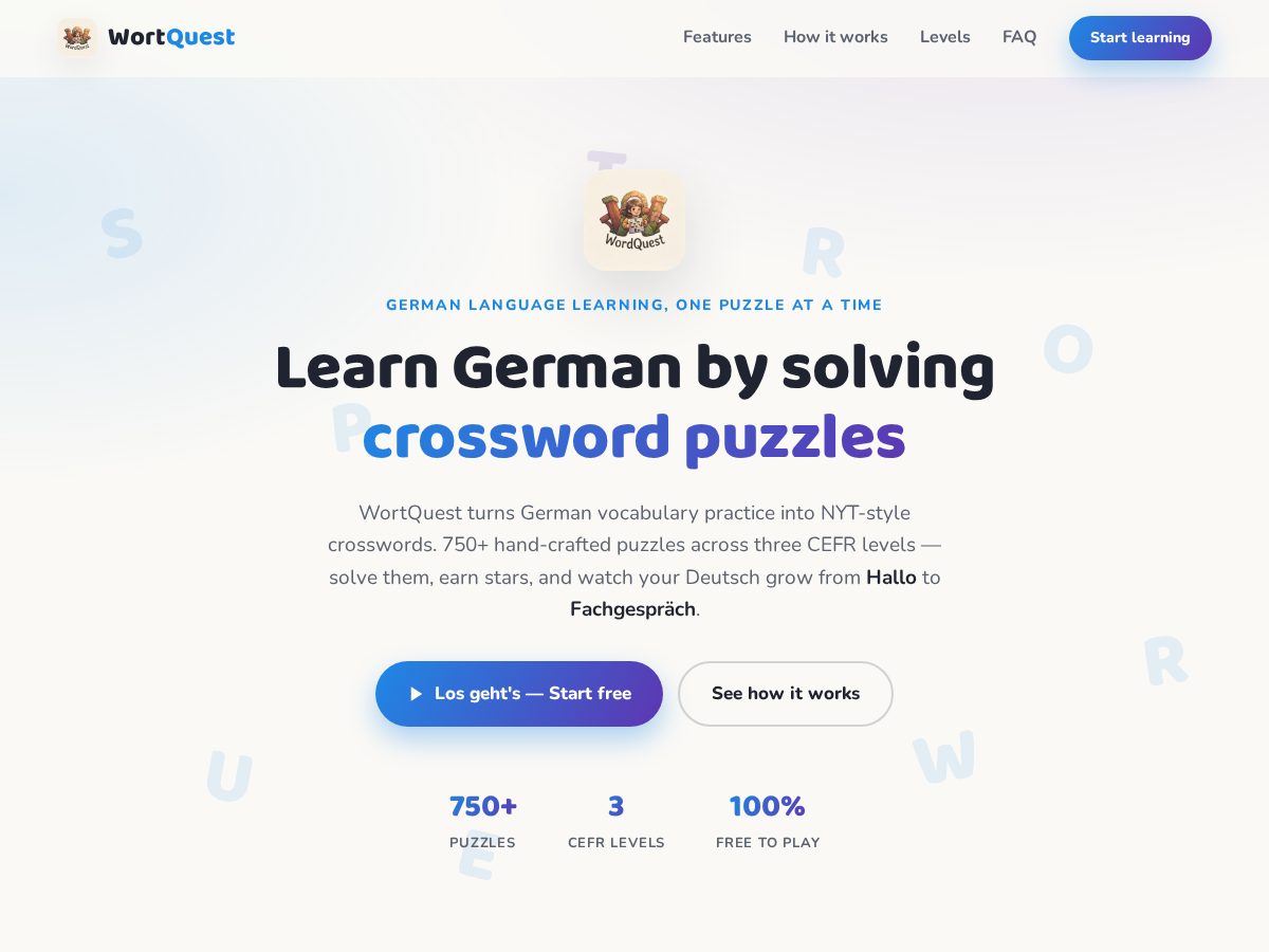Landing-page snapshot of wortquest.com