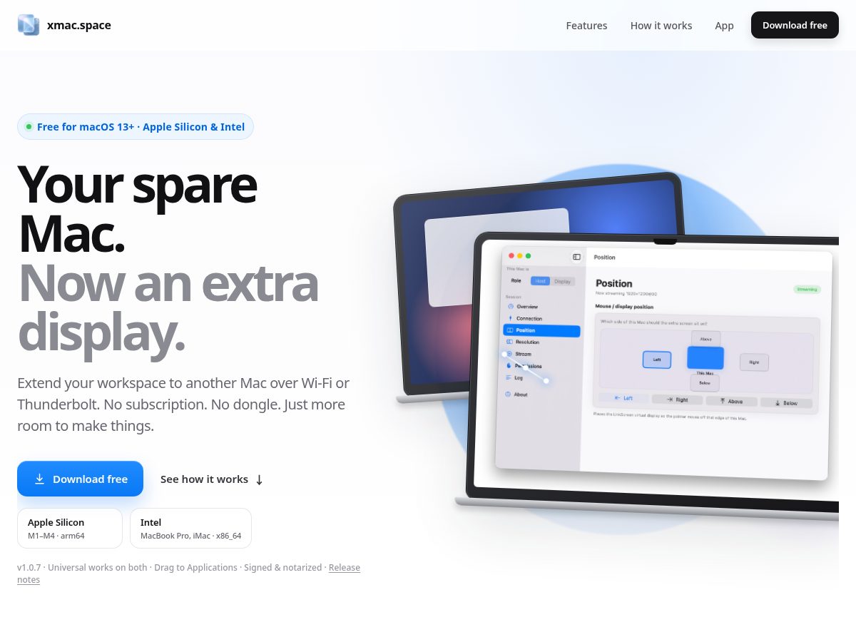 Landing-page snapshot of xmac.space