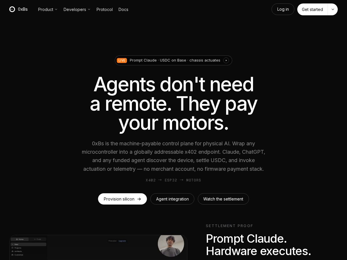 Landing-page snapshot of 0xbs.org