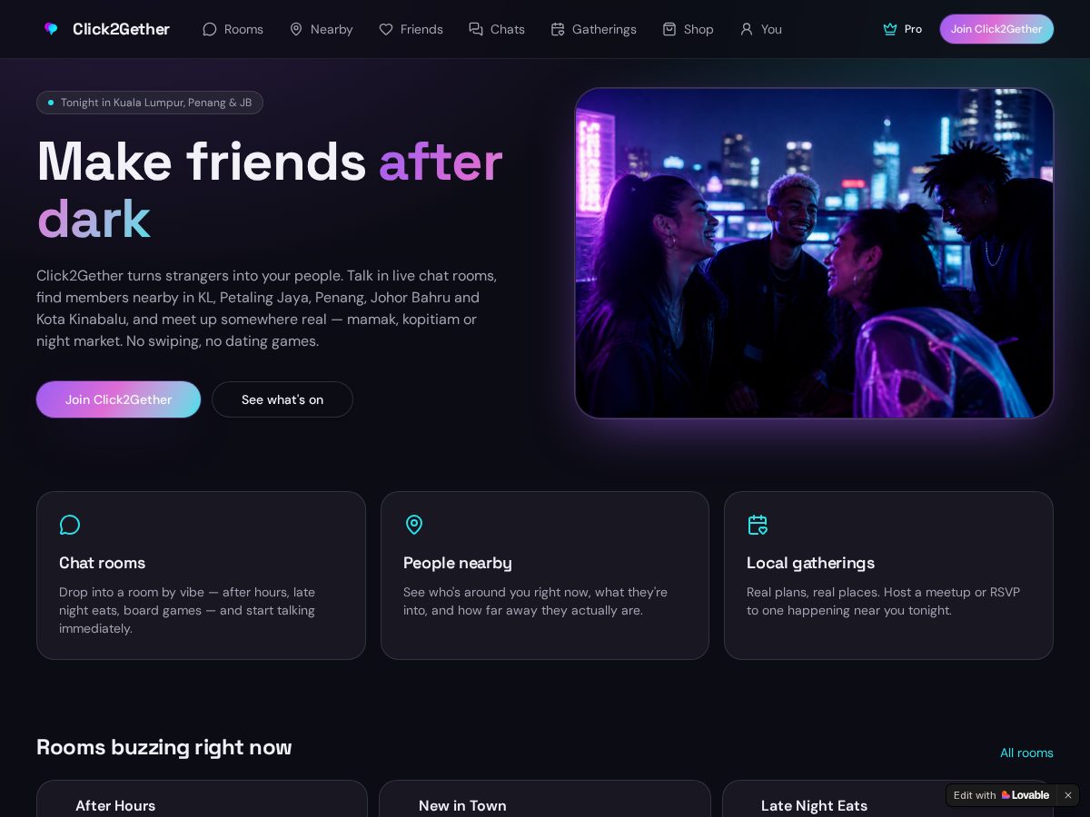 Landing-page snapshot of 2gethernearby.live