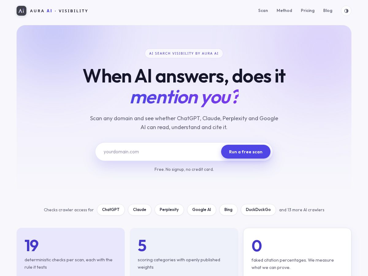 Landing-page snapshot of aaivisibility.com