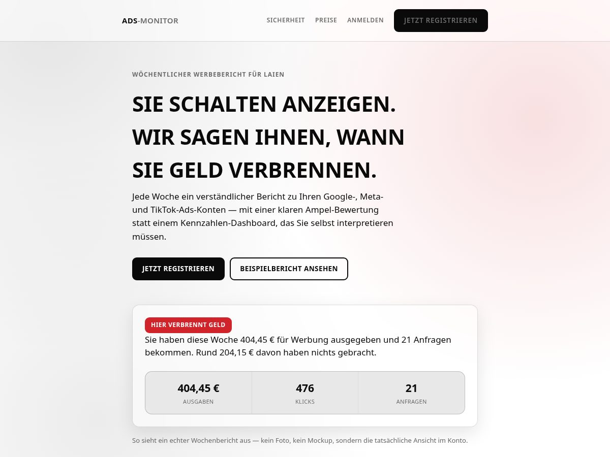 Landing-page snapshot of adtrackd.com