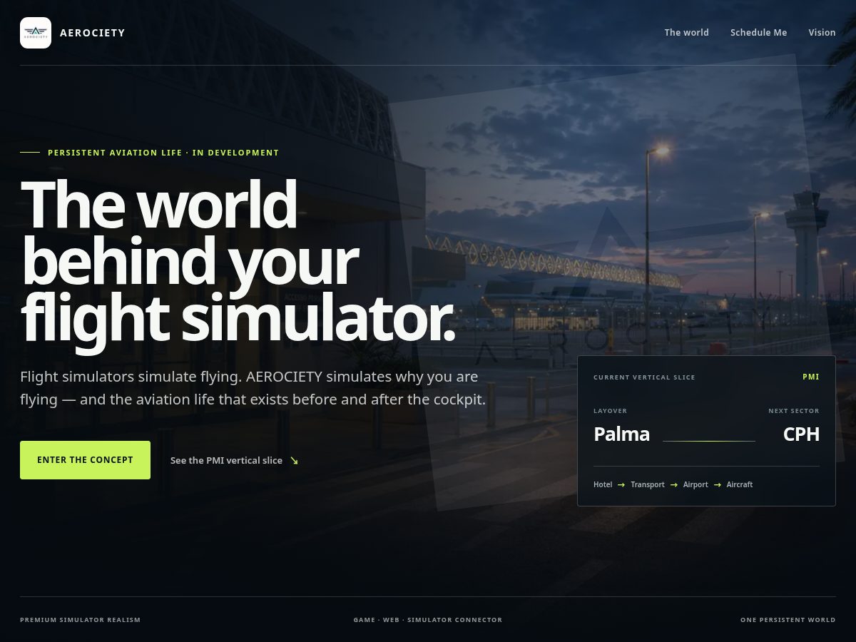 Landing-page snapshot of aerociety.com