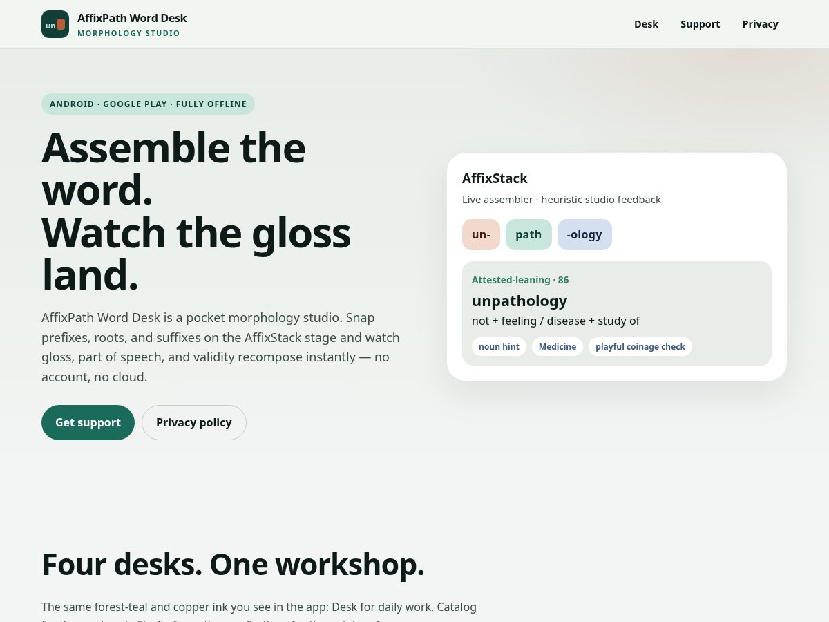 Landing-page snapshot of affixpathworddesk.site