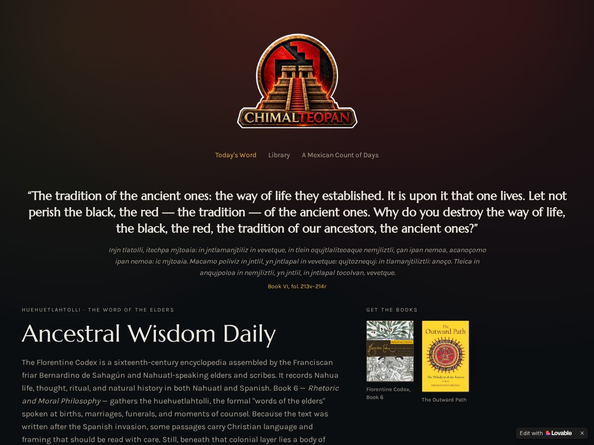 Landing-page snapshot of ancestralwisdom.app