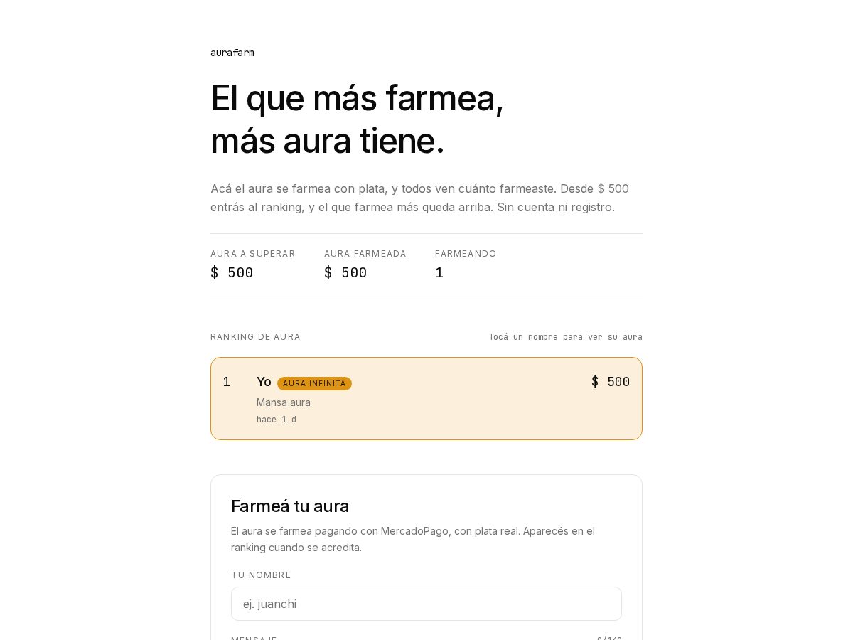 Landing-page snapshot of aurafarm.lat