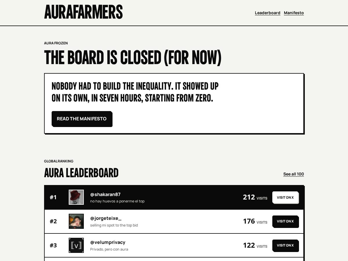 Landing-page snapshot of aurafarmers.lol