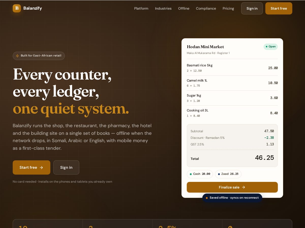 Landing-page snapshot of balanzify.africa