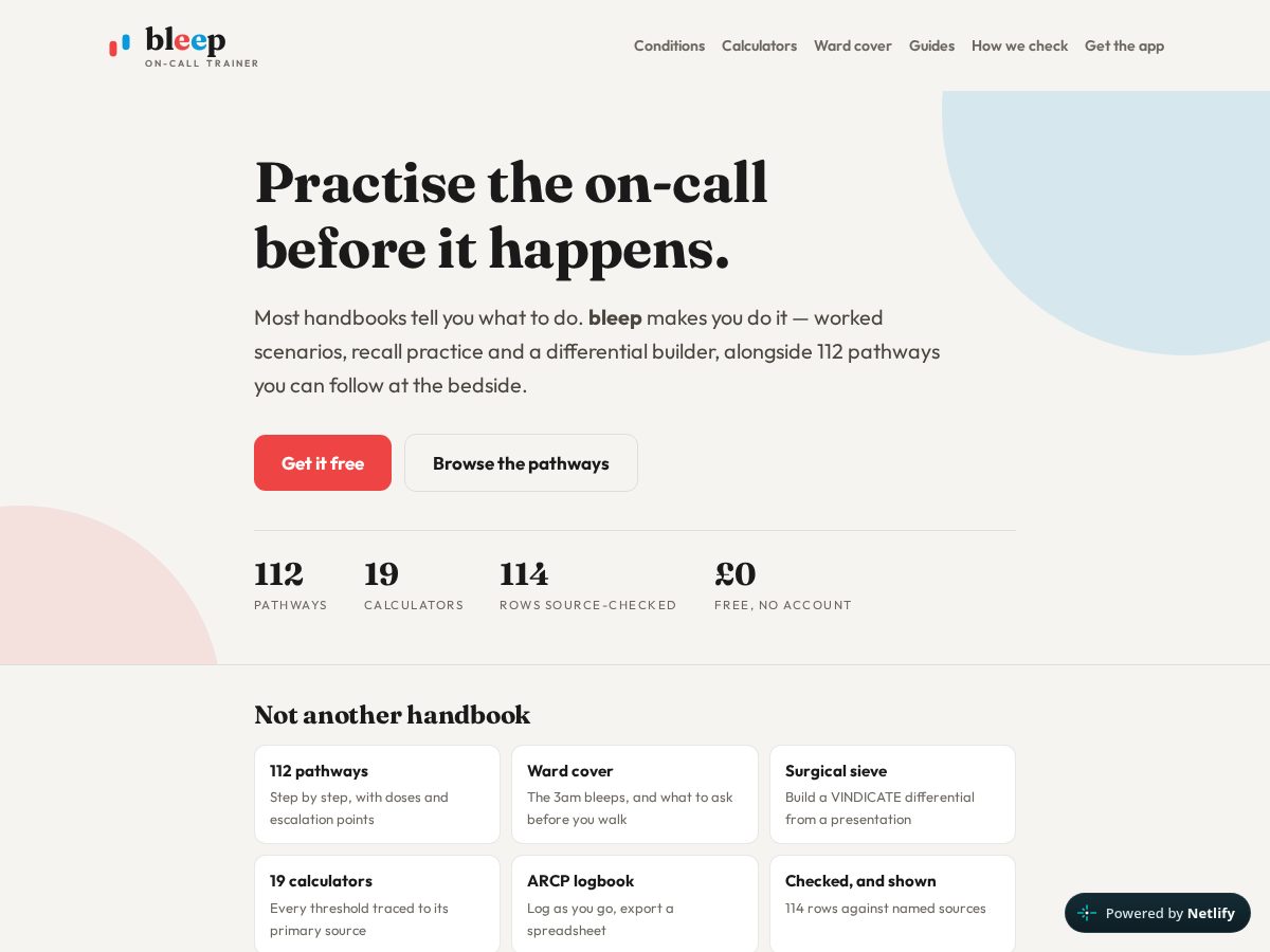 Landing-page snapshot of bleeponcall.com