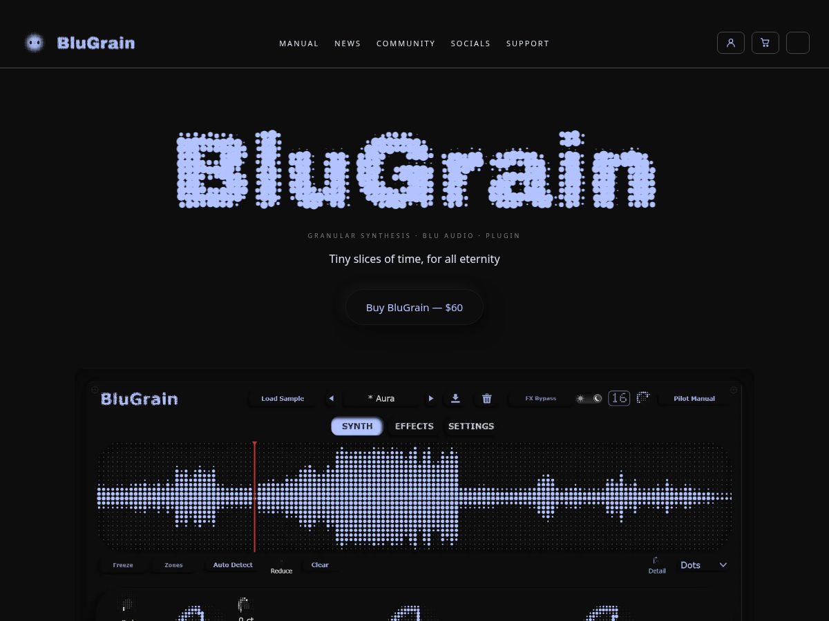 Landing-page snapshot of bluaudio.net