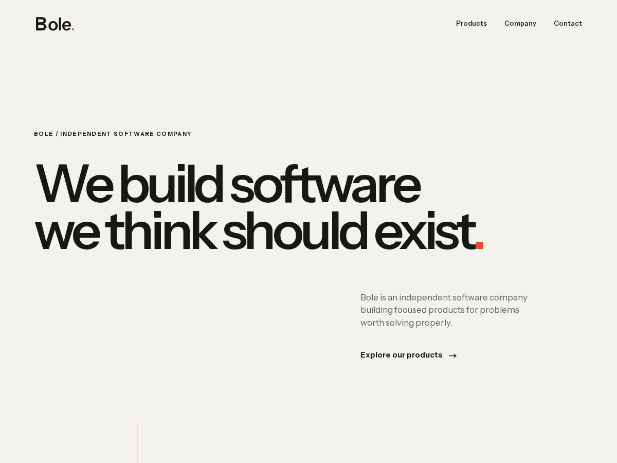 Landing-page snapshot of bole.company