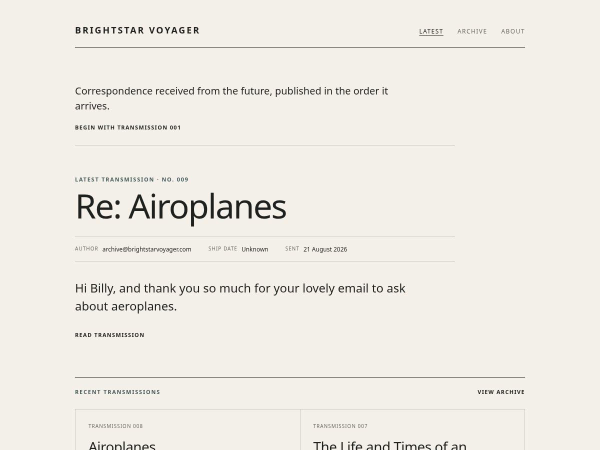 Landing-page snapshot of brightstarvoyager.com