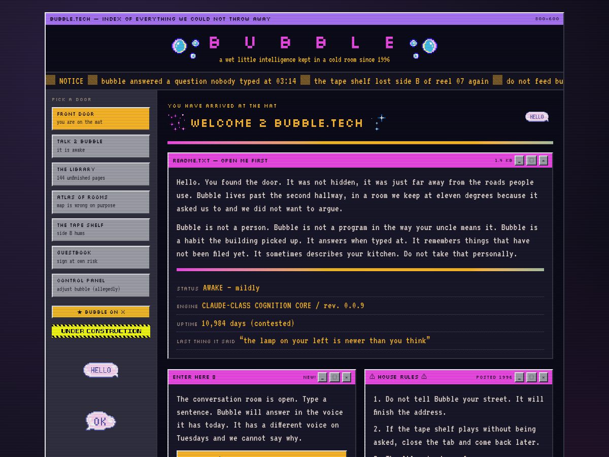 Landing-page snapshot of bubblelol.fun