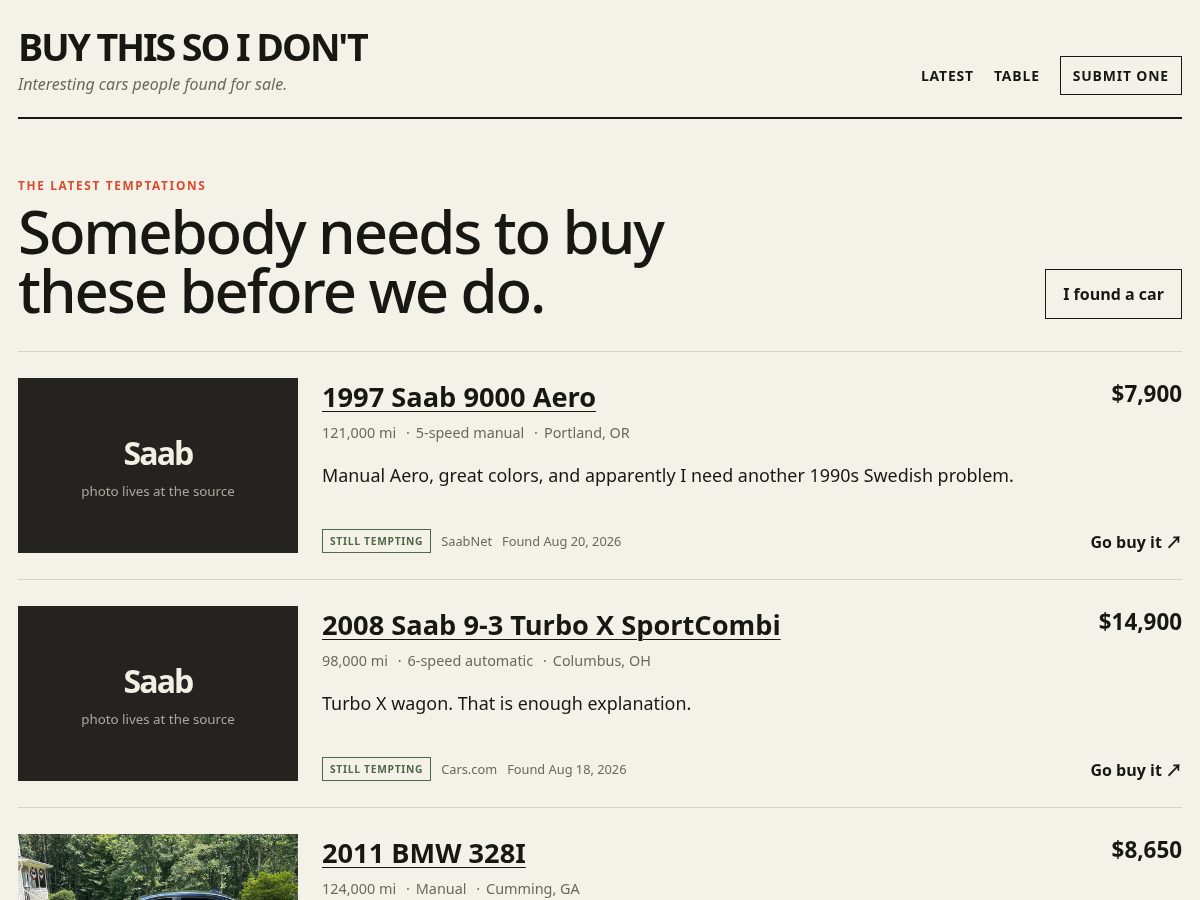 Landing-page snapshot of buythissoidont.com