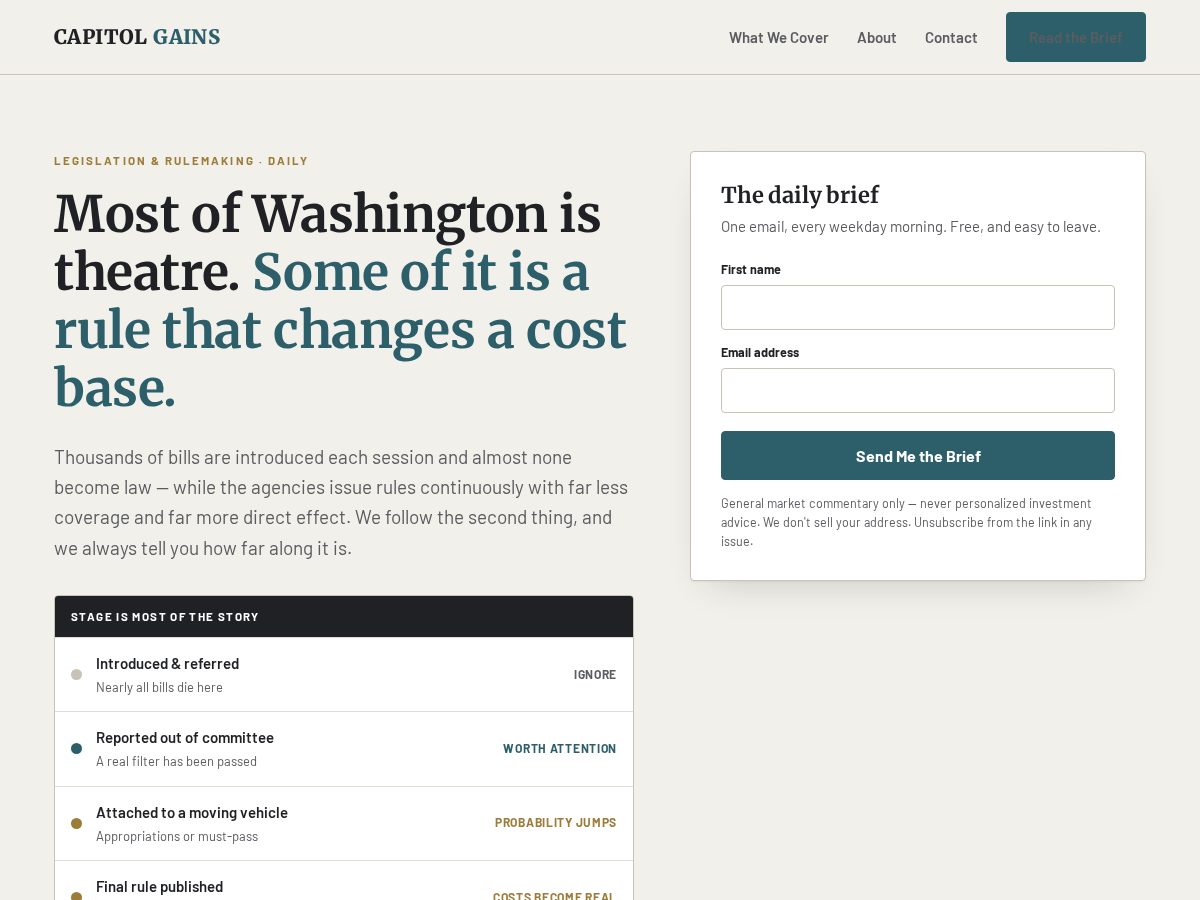 Landing-page snapshot of capitol-gains.net