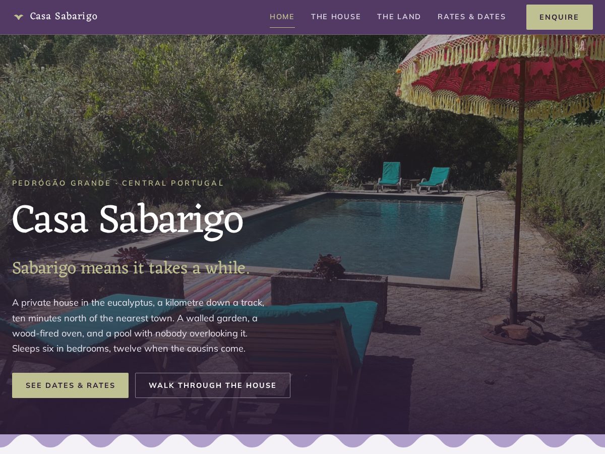 Landing-page snapshot of casasabarigo.com