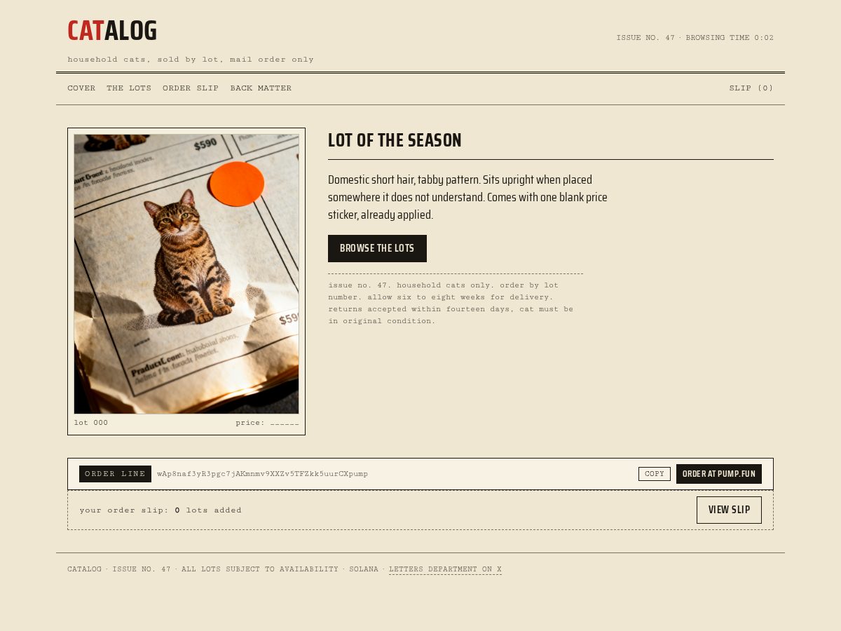 Landing-page snapshot of catalogcat.xyz