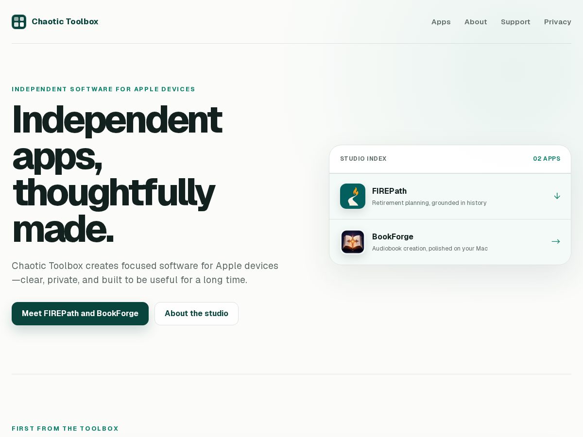 Landing-page snapshot of chaotictoolbox.com