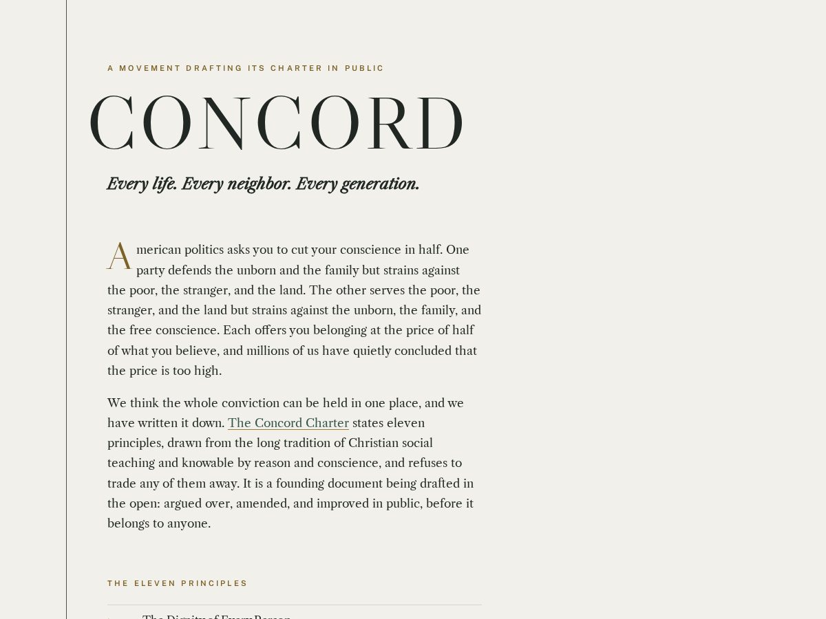 Landing-page snapshot of concordmovement.org