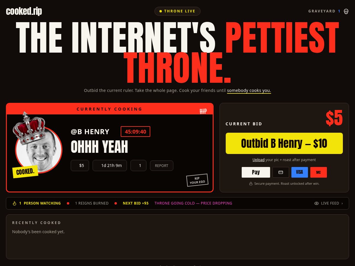 Landing-page snapshot of cooked.rip