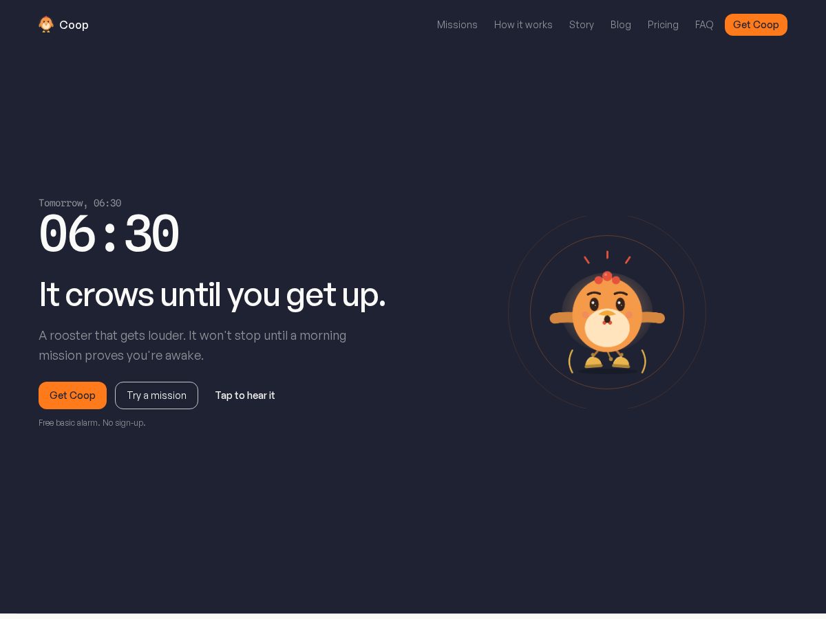 Landing-page snapshot of coopalarm.com